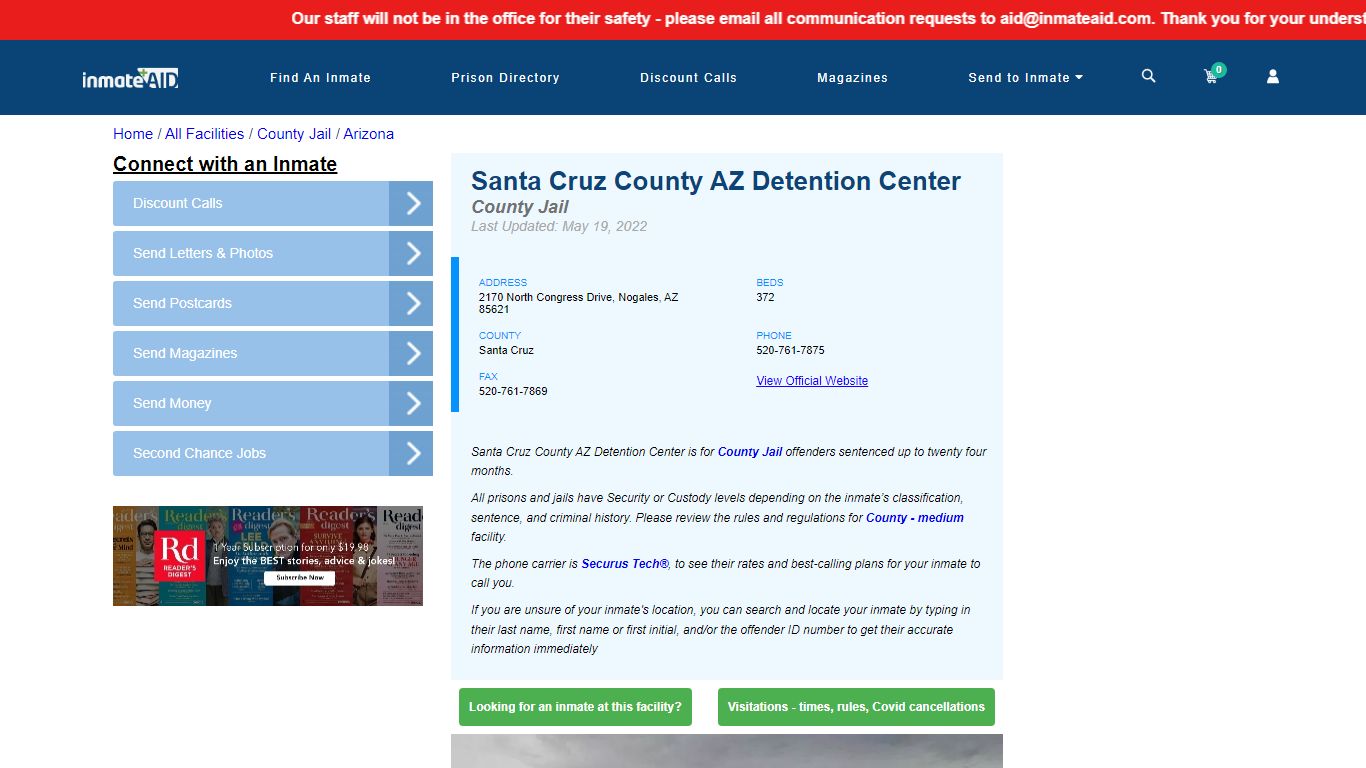 Santa Cruz County AZ Detention Center - Inmate Locator ...